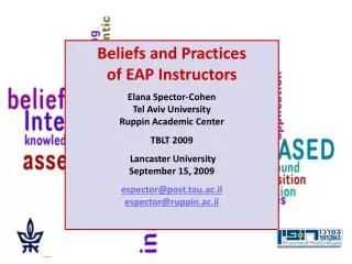 Beliefs and Practices of EAP Instructors