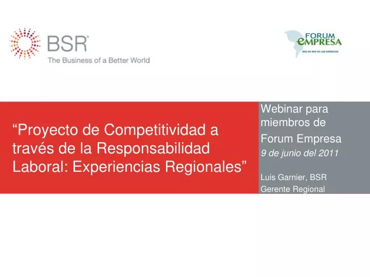 proyecto de competitividad a trav s de la responsabilidad laboral experiencias regionales