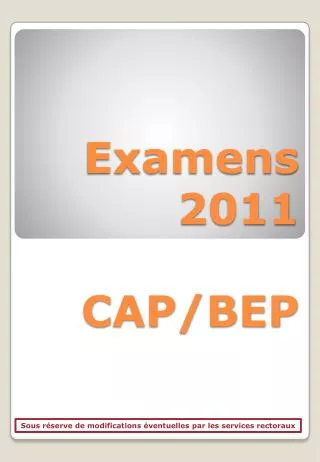 examens 2011 cap bep