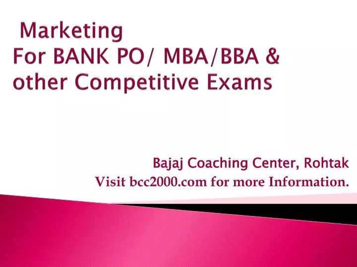 marketing for bank po mba bba other competitive exams