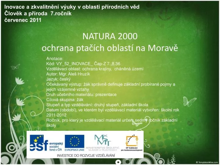 natura 2000 ochrana pta ch oblast na morav