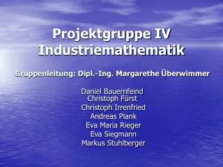 projektgruppe iv industriemathematik