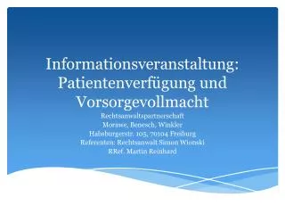 informationsveranstaltung patientenverf gung und vorsorgevollmacht