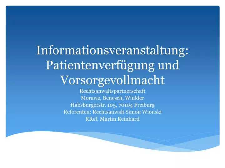 informationsveranstaltung patientenverf gung und vorsorgevollmacht