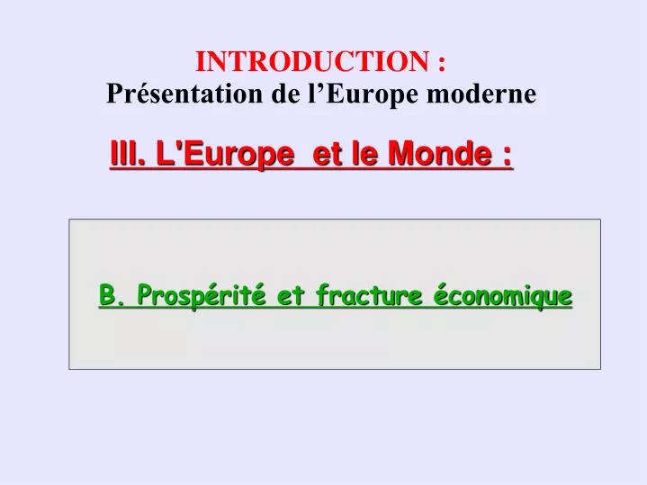 introduction pr sentation de l europe moderne