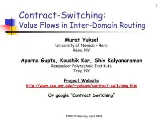 Contract-Switching: Value Flows in Inter-Domain Routing