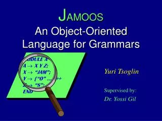 J AMOOS An Object-Oriented Language for Grammars