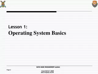 Lesson 1: Operating System Basics