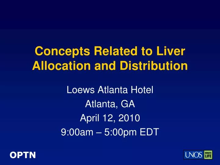 concepts related to liver allocation and distribution