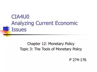 CIA4U0 Analyzing Current Economic Issues