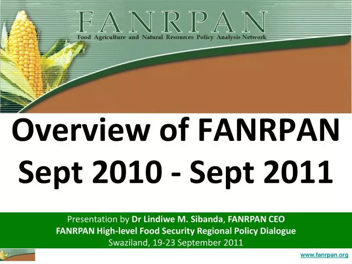 overview of fanrpan sept 2010 sept 2011