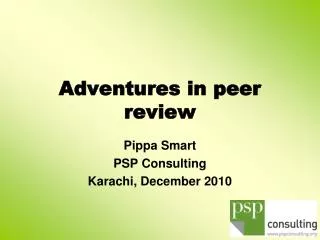 Adventures in peer review
