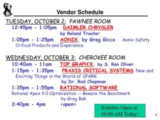 Vendor Schedule