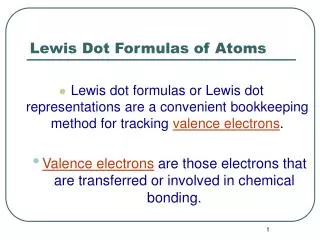 Lewis Dot Formulas of Atoms