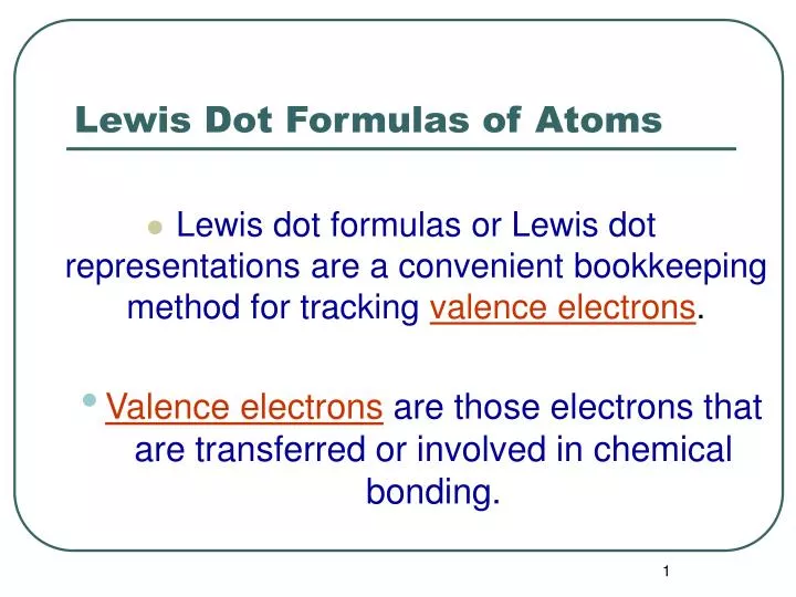 lewis dot formulas of atoms