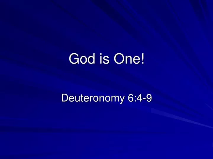 god is one
