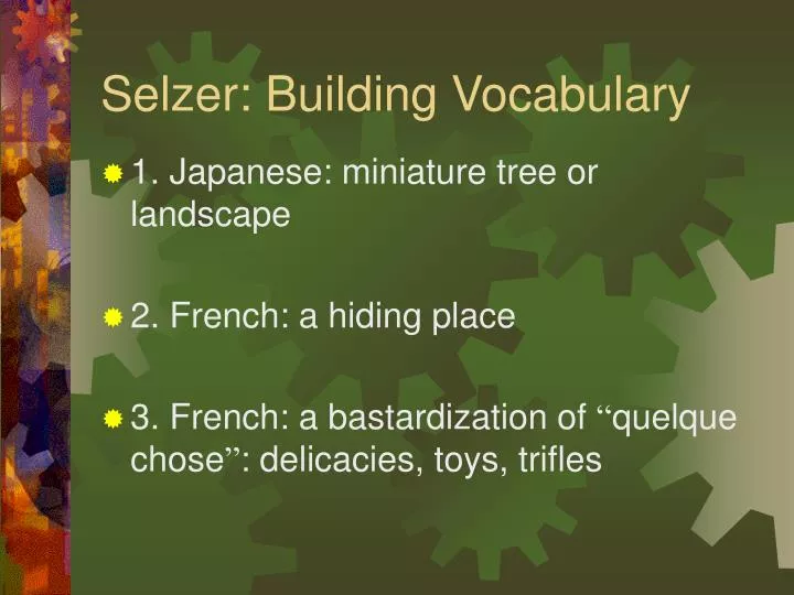 selzer building vocabulary
