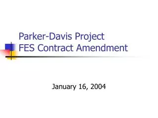 Parker-Davis Project FES Contract Amendment