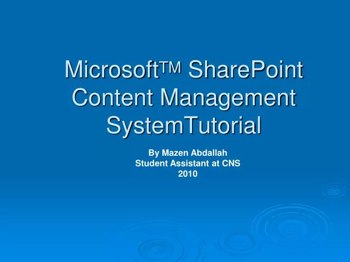 microsoft tm sharepoint content management systemtutorial