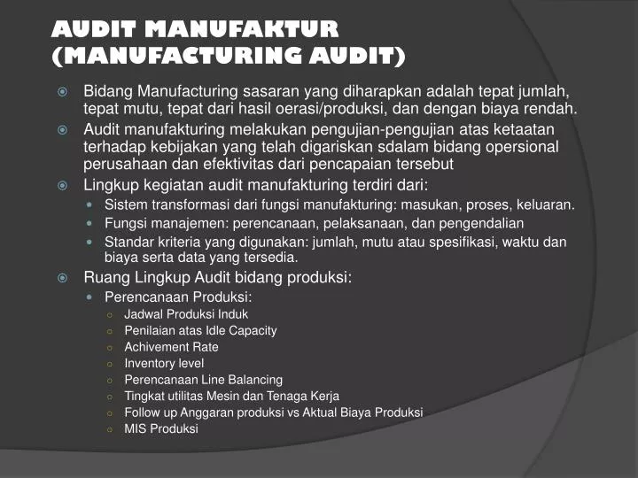 audit manufaktur manufacturing audit