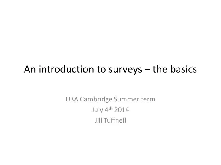 an introduction to surveys the basics