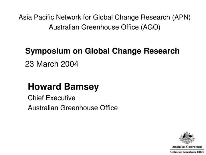 asia pacific network for global change research apn australian greenhouse office ago