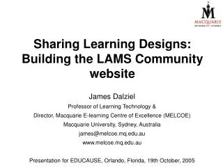 Sharing Learning Designs: Building the LAMS Community website