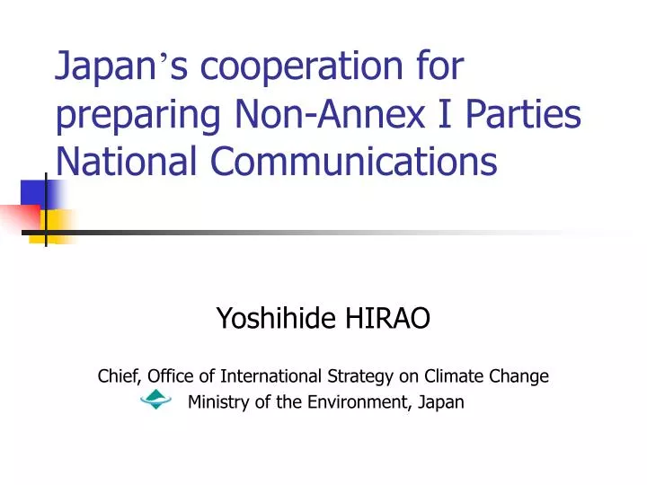 japan s cooperation for preparing non annex i parties national communications