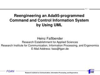 Reengineering an Ada95-programmed Command and Control Information System by Using UML