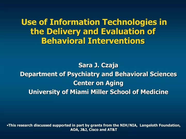 use of information technologies in the delivery and evaluation of behavioral interventions
