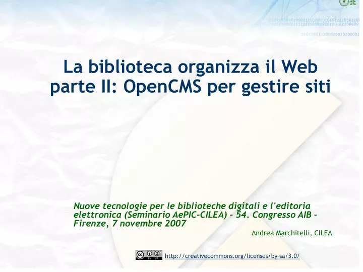 la biblioteca organizza il web parte ii opencms per gestire siti