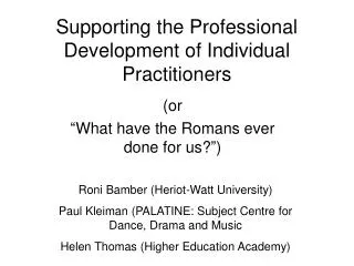 Supporting the Professional Development of Individual Practitioners