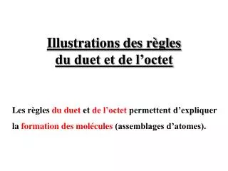 illustrations des r gles du duet et de l octet