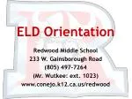 Comprehensive ELD Program Orientation at Redwood Middle School - slide 1