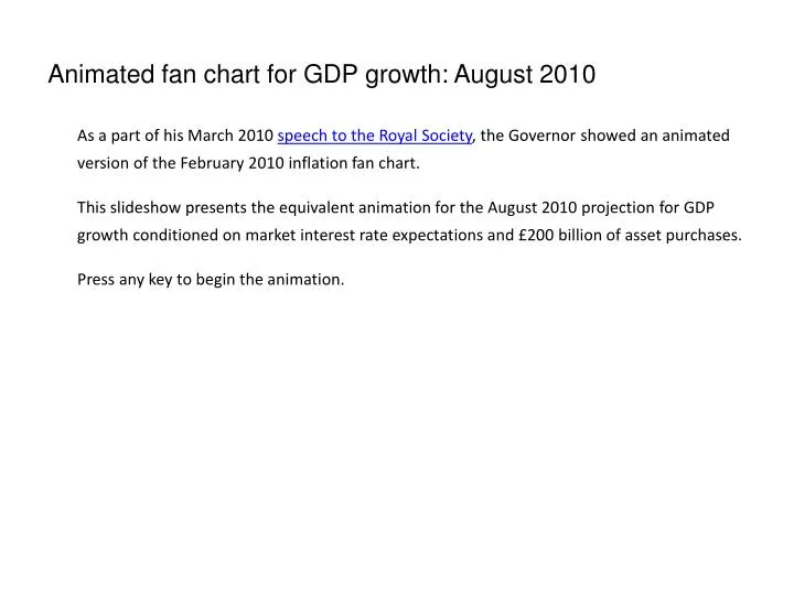 animated fan chart for gdp growth august 2010