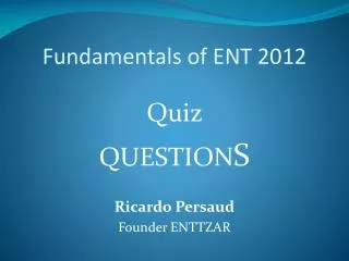 Fundamentals of ENT 2012