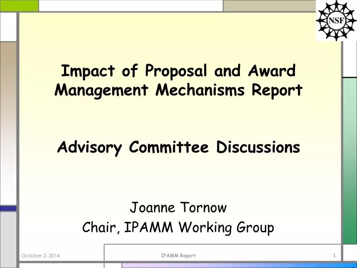 impact of proposal and award management mechanisms report advisory committee discussions