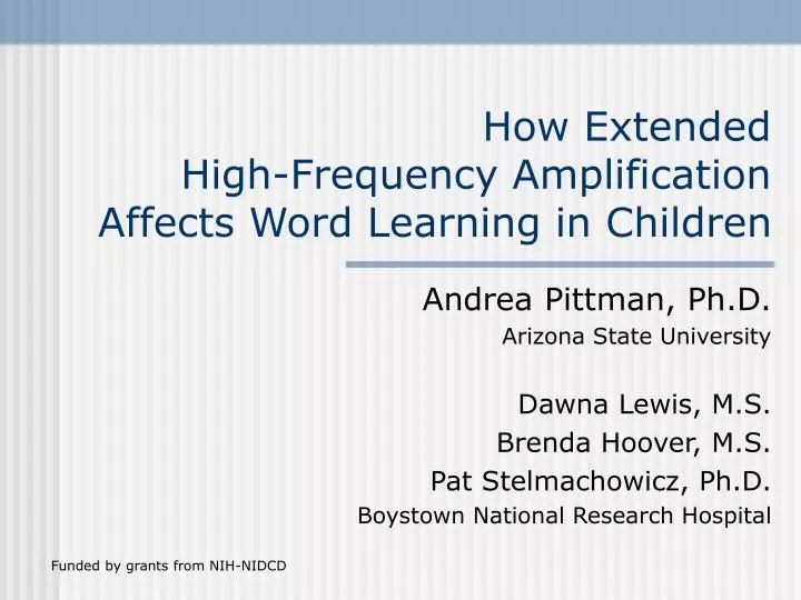 how extended high frequency amplification affects word learning in children