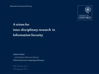 A vision for inter-disciplinary research in Information Security