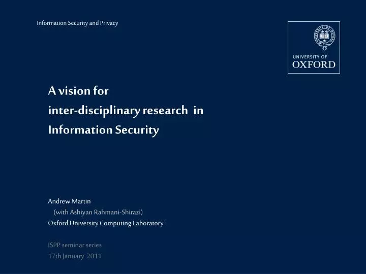 a vision for inter disciplinary research in information security
