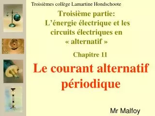 troisi me partie l nergie lectrique et les circuits lectriques en alternatif