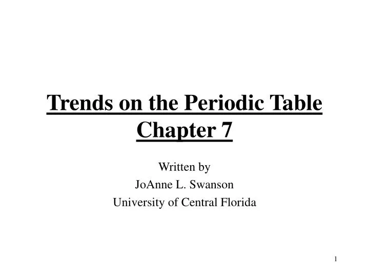 trends on the periodic table chapter 7