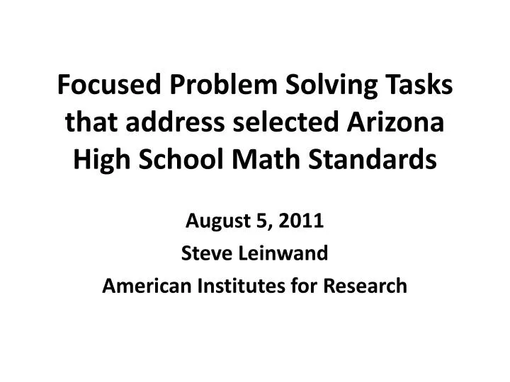 focused problem solving tasks that address selected arizona high school math standards