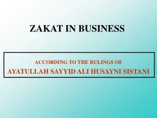 ZAKAT IN BUSINESS