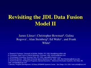 Revisiting the JDL Data Fusion Model II