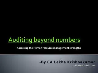 Auditing beyond numbers