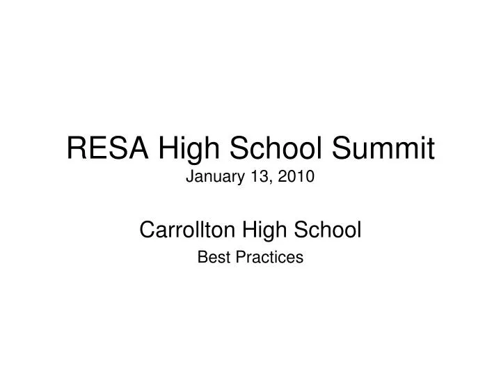 resa high school summit january 13 2010