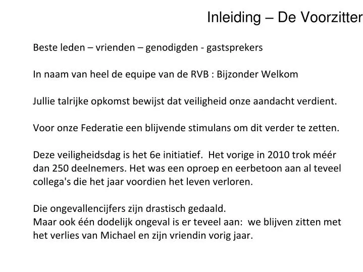 inleiding de voorzitter