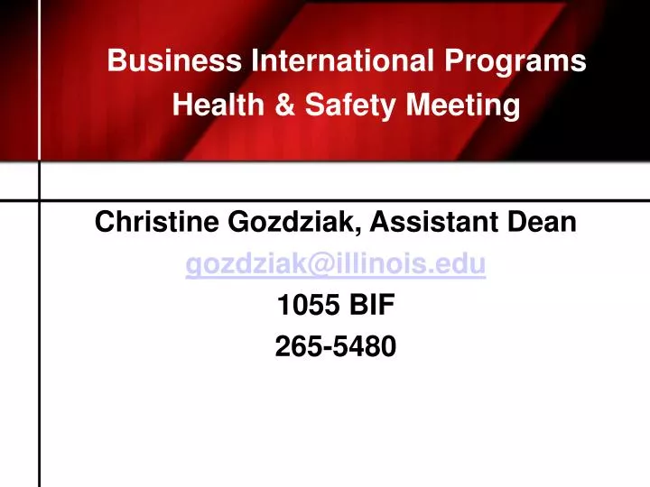 business international programs health safety meeting