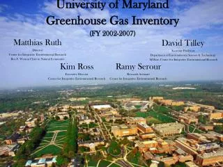 University of Maryland Greenhouse Gas Inventory (FY 2002-2007)